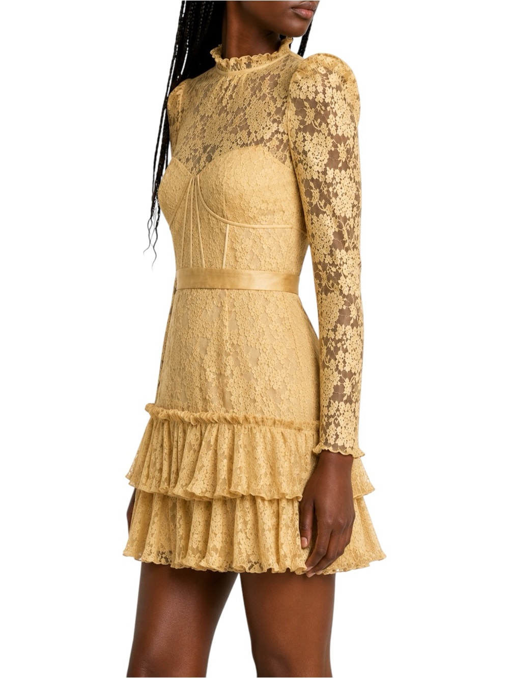 SAYLOR Gold Adria Mini Dress Medium - Picture 2 of 11